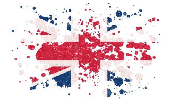 United Kingdom Flag Reveal Paint Brush Splatter Mask Animatie Van — Stockvideo