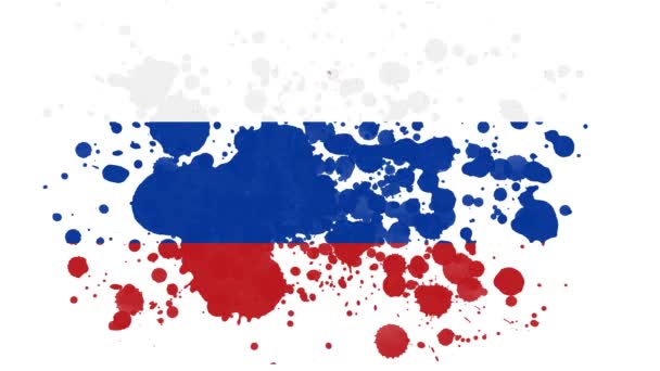 Rosja Flaga Ujawnić Paint Brush Splatter Maska Animacji Vintage Grunge — Wideo stockowe