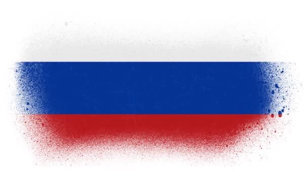 Rússia Bandeira Revelar Com Pintura Pincel Splatter Máscara Animação Grunge — Vídeo de Stock