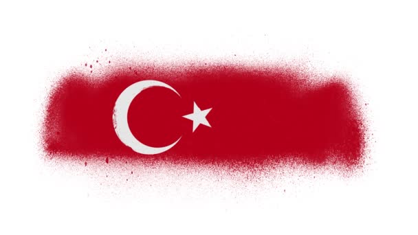 Turkey Flag Reveal Paint Brush Splatter Mask Animation Vintage Grunge — Stock Video