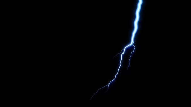 Lightning Thunder Strikes Loop 4Kアニメーションのアクションダイナミック歪んだ電灯のストロークが黒の背景で調整 — ストック動画