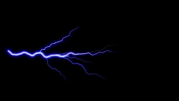 Lightning Thunder Strikes Loop 4Kアニメーションのアクションダイナミック歪んだ電灯のストロークが黒の背景で調整 — ストック動画