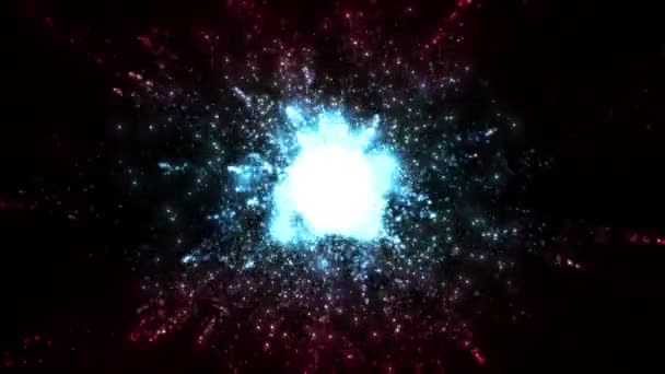 Fractal Particles Explosie Energie Loop Animatie Van Een Kleurrijke Ontzagwekkende — Stockvideo