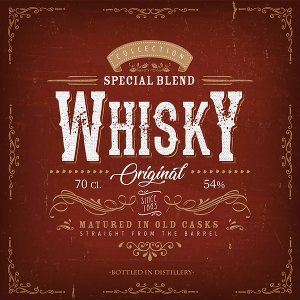 Illusztráció Egy Vintage Design Elegáns Whisky Címke Kézműves Betűkkel Egyedi — Stock Vector