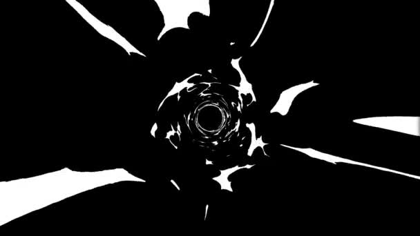 Abstract Black White Graphic Vortex Tunnel Loop Animatie Van Een — Stockvideo