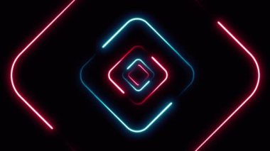 Soyut Neon Işığı Vuruşu Animasyon Döngüsü / 4k Soyut bir teknoloji arka planının dairesel budama yolu ve döngüsü ile canlandırması