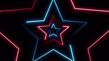 Soyut Neon Işığı Vuruşu Animasyon Döngüsü / 4k Soyut bir teknoloji arka planının dairesel budama yolu ve döngüsü ile canlandırması