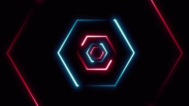 Soyut Neon Işığı Vuruşu Animasyon Döngüsü / 4k Soyut bir teknoloji arka planının dairesel budama yolu ve döngüsü ile canlandırması