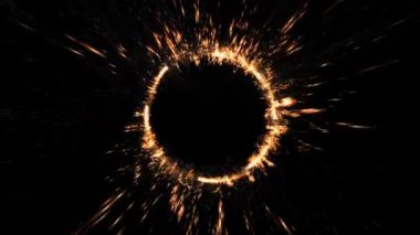 Soyut Altın Ateş Çemberi Özeti Kusursuz Döngüsü / 4k Soyut bir arkaplan fx ateşin altın çemberi pırıl pırıl ve kusursuz döngü modu