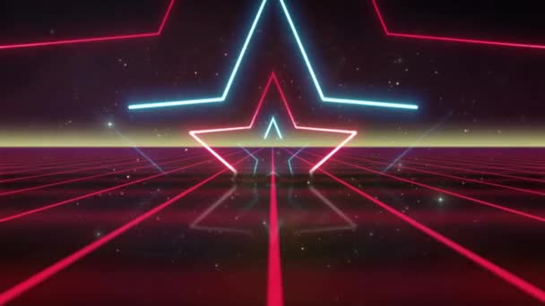 Abstract Retro Eighties Neon Synthwave Background Loop Animation Abstract Technology — Stock Video