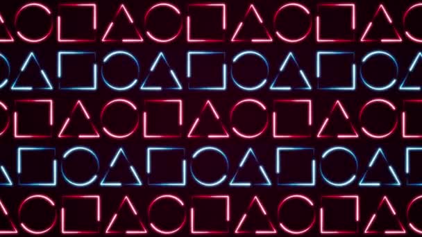 Resumen Neon Geometric Light Stroke Background Loop Animación Fondo Tecnología — Vídeos de Stock