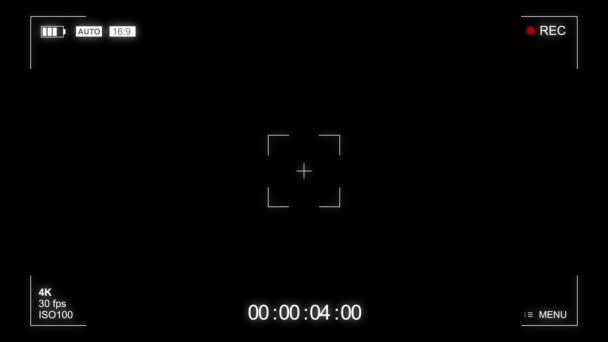 Интерфейс Экрана Видеокамеры Анимация Интерфейса Экрана Видеокамеры Иконками Параметрами Опциями — стоковое видео