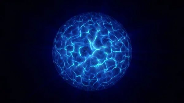 Ilustración Una Esfera Energía Abstracta Planeta Fondo Espacial Con Rayos —  Fotos de Stock