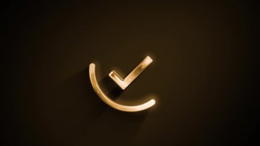 Soyut Onaylanmış ve Onaylanmış Altın Simge Animasyonu Altın Doku Girişimi ile onaylanmış ve onaylanmış bir ikonun 4k animasyonu