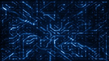 Soyut Dijital Hi Tech Chipset Arkaplanı / Anakart yongalı ve parlak ve parlak efektli veri çizgilerine sahip güzel soyut teknoloji arkaplanı