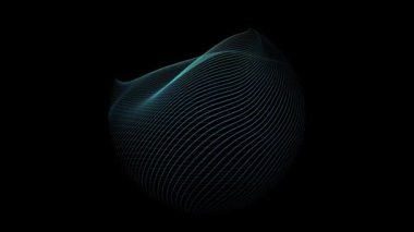 Parçacıklar ve türbülans çizgileri sorunsuzca sallanan soyut bir fraktal küresel ışık dalga alanının soyut Manyetik Işık Vuruşu Dalga Arkaplan Döngüsü / 4k animasyonu