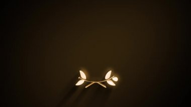 Laurel Leaves ve Altın Doku Animasyon / 4k animasyon ile Yüksek Kalite Etiket Defne çelengi ve taç, yıldız ve doku ile bir tasarım palmiye ödülleri ve premium ürün ve mühür sertifikası