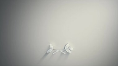 Laurel Leaves ve Beyaz Doku Animasyonu / 4k animasyonu ile Yüksek Kaliteli Etiket Defne çelengi ve taç, yıldız ve dokuma prim ürün ve mühür sertifikası ile bir tasarım palmiye ödüllerinin animasyonu