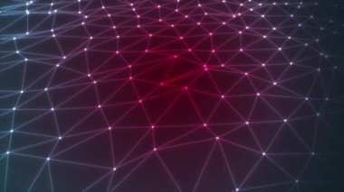 Düşük Çokgenler Motion Technology Arkaplan / 4k animasyonu düşük çokgen, çizgi ve noktalı 3D hareket teknolojisi arka planı