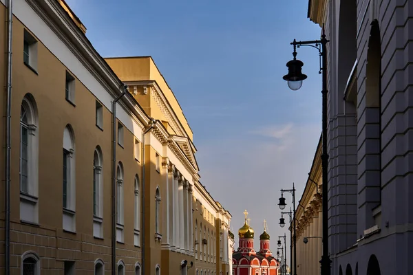 Kathedraal Stad Straat Met Lantaarns Moskou — Stockfoto