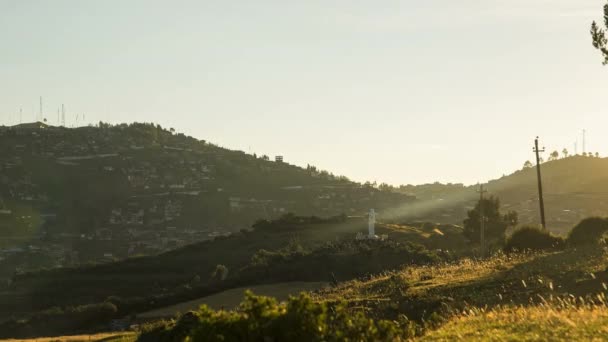 Naplemente timelapse Cusco térképén a város felett — Stock videók