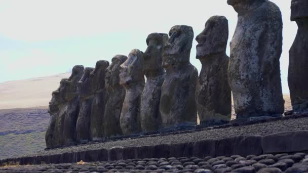 Ράπα Νούι Moai Αγάλματα της νήσου του Πάσχα — Αρχείο Βίντεο