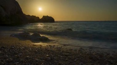Kefalonia adada Myrtos Beach günbatımı Timelapse