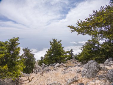 Kefalonia ada manzaralı üzerinde dağ Ainos