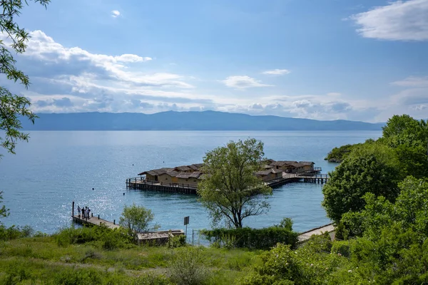 Lake Ohrid landscapes and Boat washed on beach