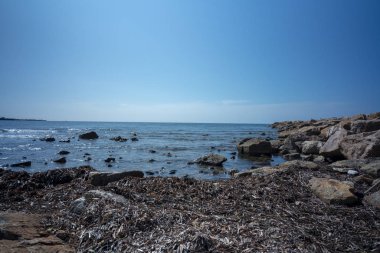 Italya 'da Mediterranian Denizi ile Civitavecchia Plajı