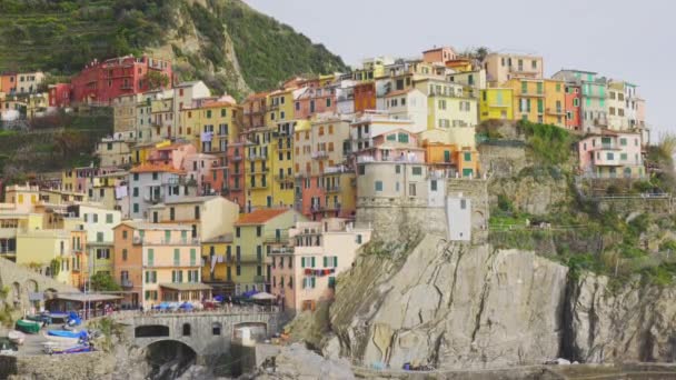 Manarola Village, Cinque Terre Italy beautiful Sunset — Stock Video