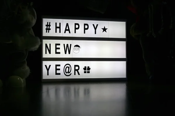 New Year Light Note New Years Congratulations Light Board — Stock Photo, Image