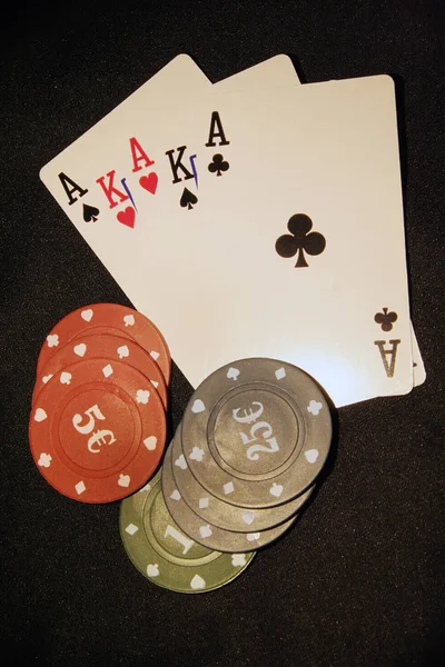 Casino Van Kaarten Chips Deck Kaarten Chips — Stockfoto