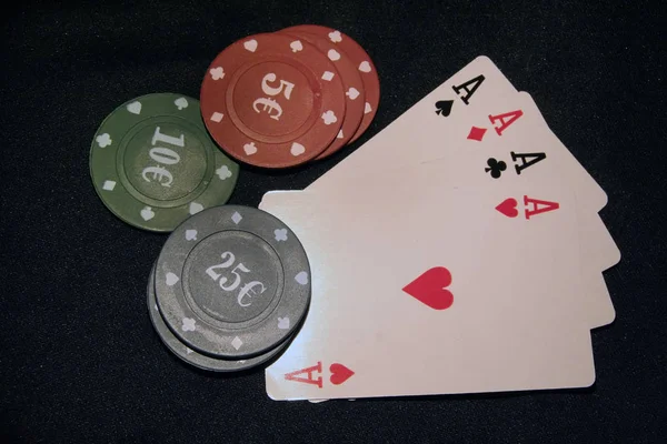 Casino cards and chips. Card deck and chips.