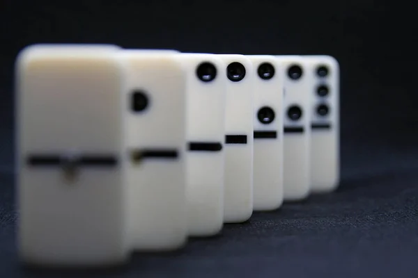 White Marble Dominoes Black Color Background — 스톡 사진