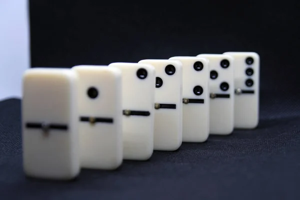 White Marble Dominoes Black Color Background — 스톡 사진