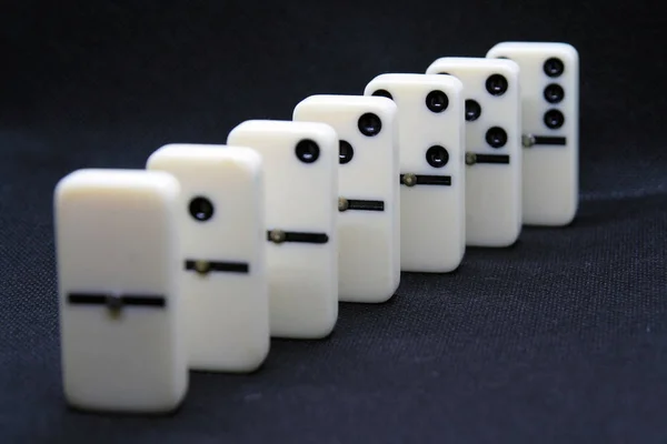 White Marble Dominoes Black Color Background — 스톡 사진