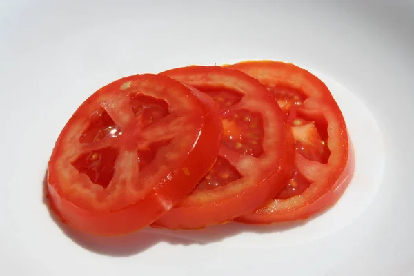 Tomatenscheiben Tomatenringe Tomatenscheiben Frische Tomaten Ringe Geschnitten — Stockfoto