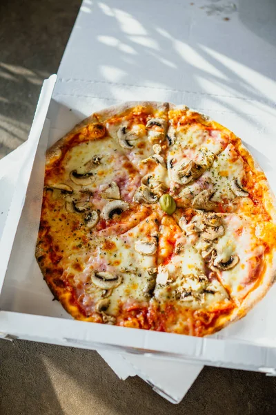 Pizza Caja Cartón Entrega —  Fotos de Stock