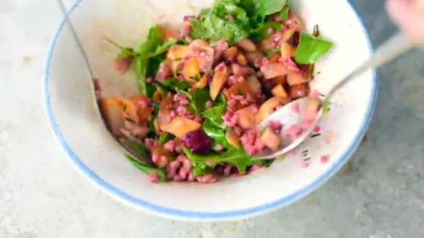 Kinoalı Lezzetli Vejetaryen Salatası — Stok video