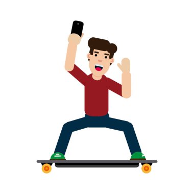 Çocuk kaykay üzerinde tırmandı