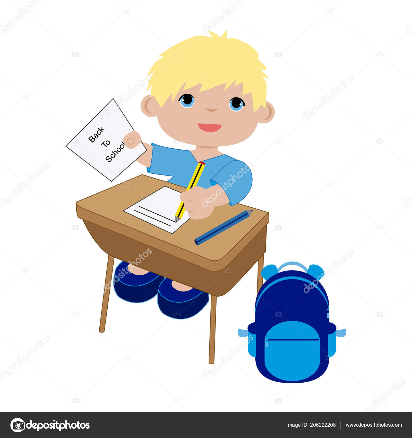 Child Sitting Desk Stock Vector C Tifannysanblan 206222208