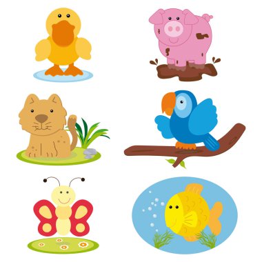 Vektör çizim hayvanlarda kümesi