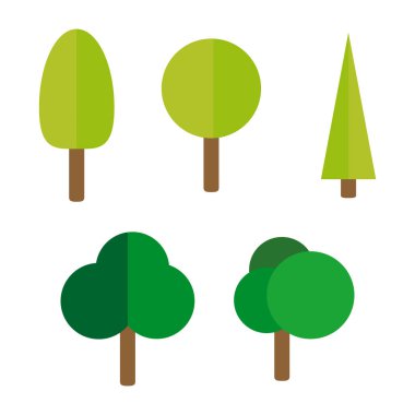 Vektör çizim düz ağaçlarda kümesi