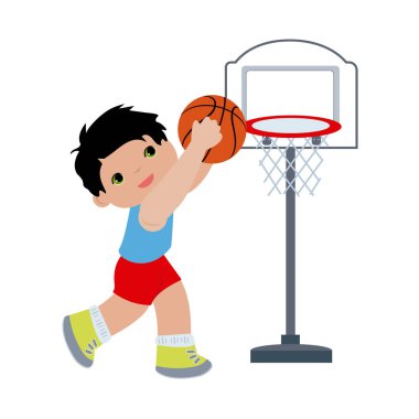 Basketbol oynarken vektör çocuk