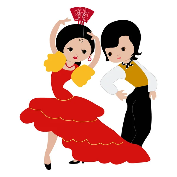 Pareja Bailando Sevillanas Vector — Vector de stock