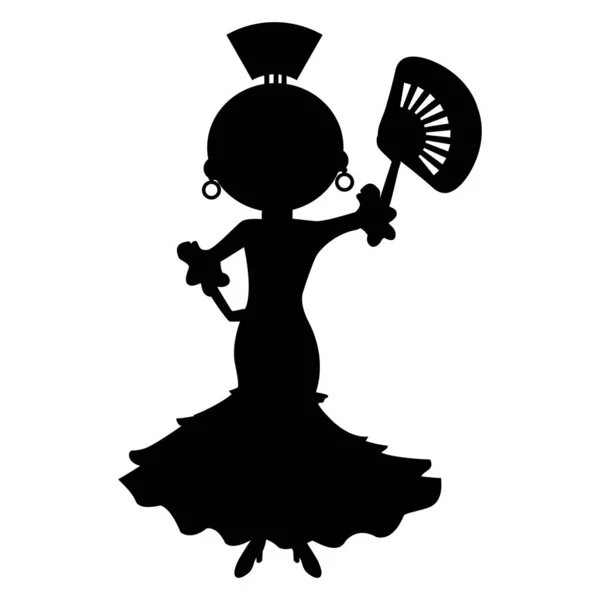 Silhouette Flamenco Kvinna Vektor Illustration — Stock vektor