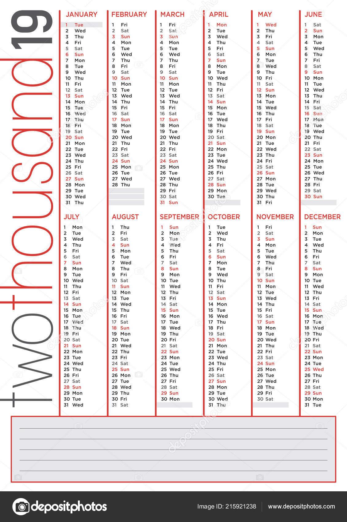 2019 calendar geometrical vertical lines basic style useful tool