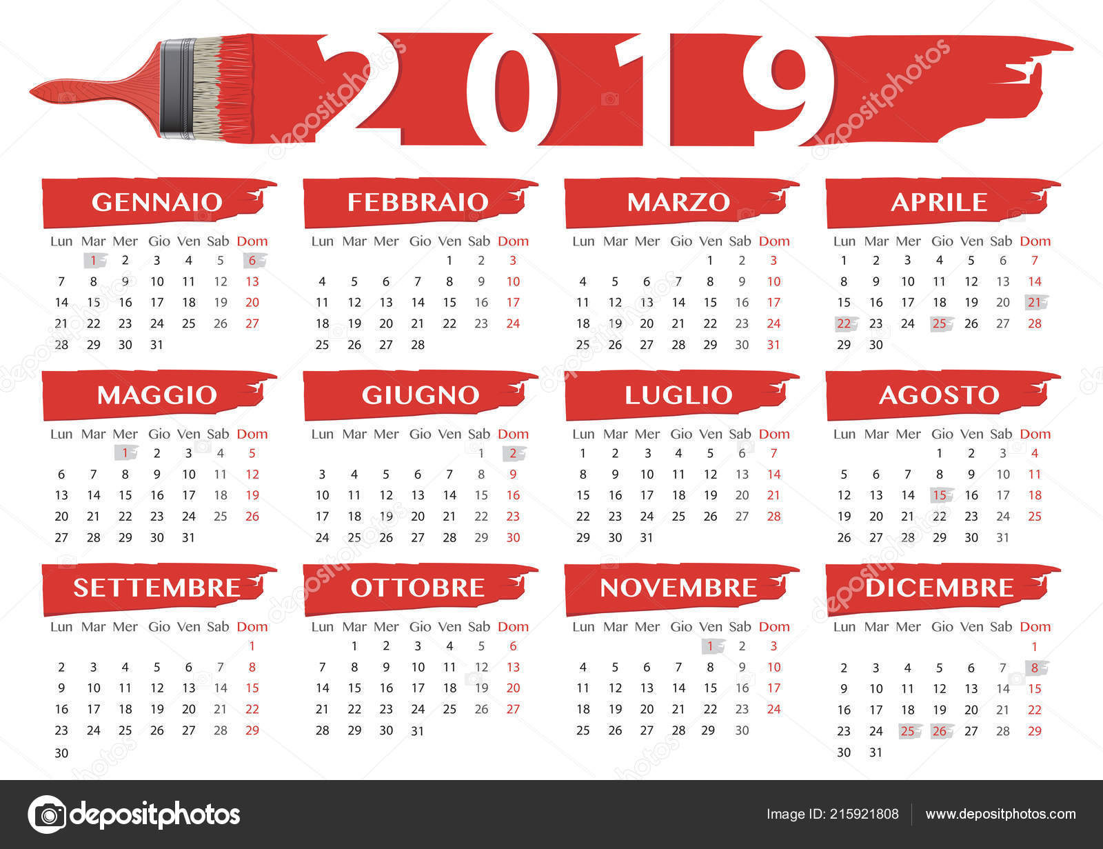 2019 Красной Щетки Стиле Календаря Итальянской Религиозные ... 2019 Красной Щетки Стиле Календаря Итальянской Религиозные ...