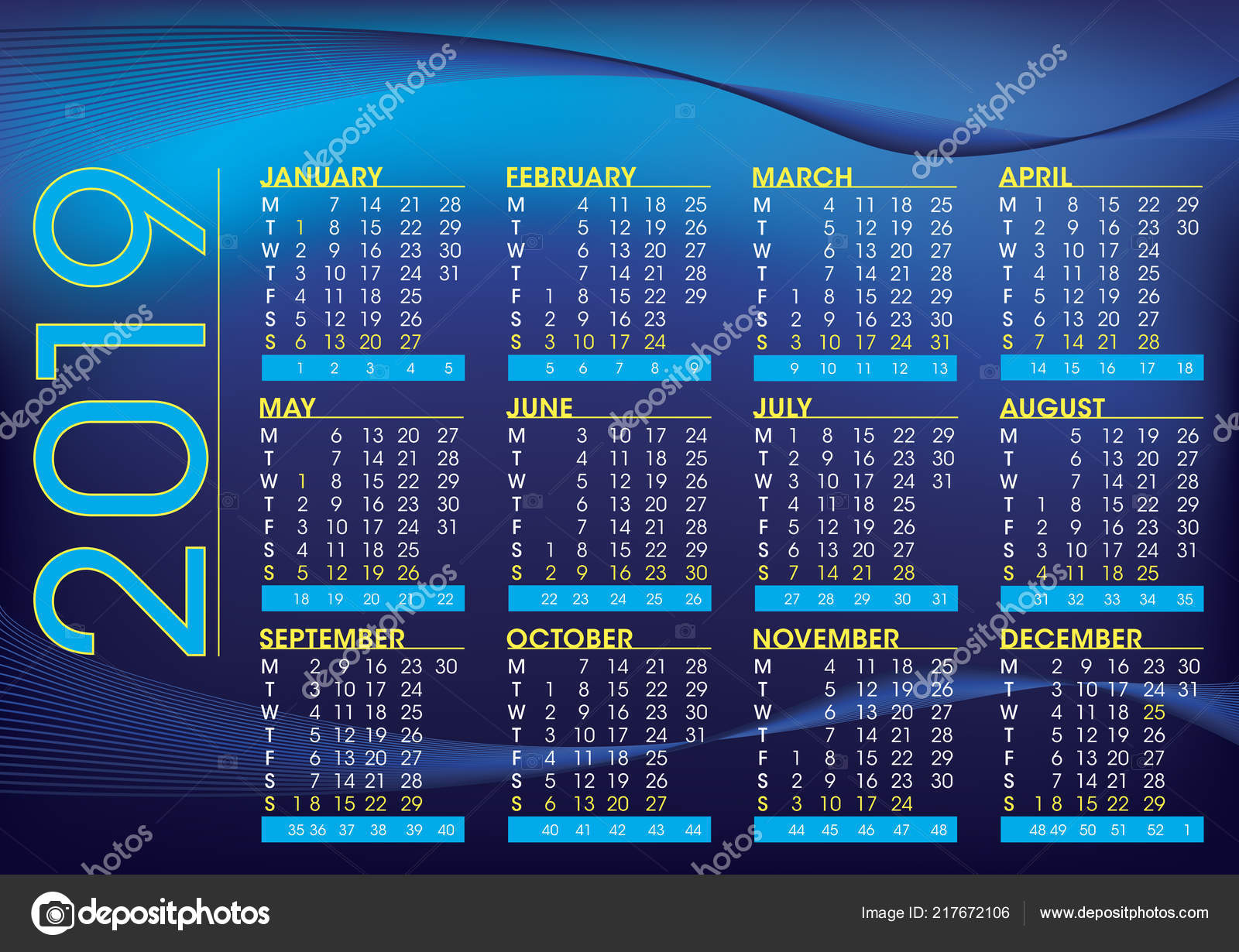Stile Colore Umore Notte Calendario 2019 Lingua Inglese Con